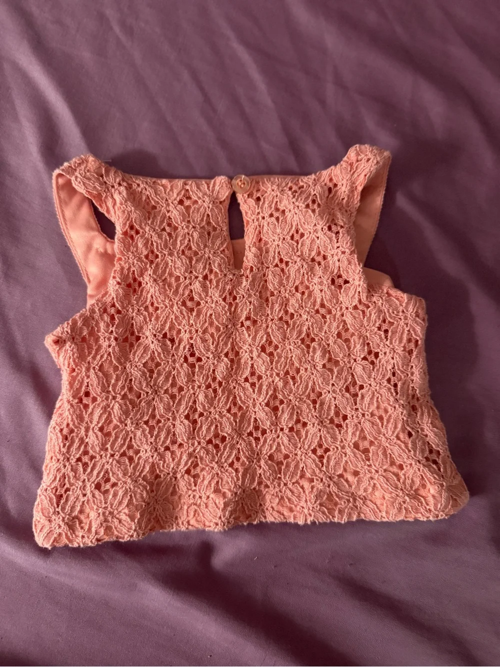 btween Coral Pink Crochet Tank Top for Kids